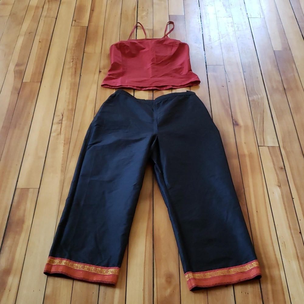 Cropped silk pants